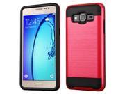 Samsung Galaxy On5 G500 G550 Hard Cover and Silicone Protective Case Hybrid Red Black Brushed