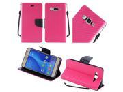 Samsung Galaxy On5 G500 G550 Pouch Cover Hot Pink Textured Carbon Horizontal Flap w Strap