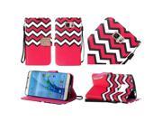 Samsung Galaxy S7 G930 Pouch Case Cover Hot Pink Chevron PU Leather Bling Flip Wallet Credit Card