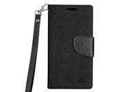 LG Tribute HD LS676Pouch Cover Black Black 2 Tone Deluxe Horizontal Flap Credit Card w Strap