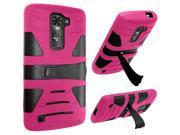 LG K7 Tribute 5 LS675 MS330 Protective Cover Hybrid Triangle Hot Pink Black w U Stand