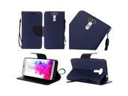 LG G5 H850 VS987 Pouch Case Cover Dark Blue Premium PU Leather Flip Wallet Credit Card