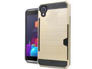 Alcatel Nitro 49 Protective Cover Hybrid Gold Black Brushed with Card Wallet 02