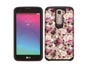 LG K7 Tribute 5 LS675 MS330 Protective Cover Hybrid Romantic Pink White Roses Floral Black Fusion