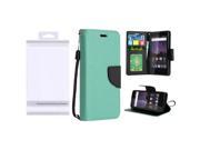 ZTE Tempo N9131 Pouch Case Cover Teal Premium PU Leather Flip Wallet Credit Card