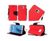 Samsung Galaxy S7 G930 Pouch Case Cover Red Premium PU Leather Flip Wallet Credit Card