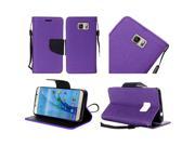 Samsung Galaxy S7 G930 Pouch Case Cover Purple Premium PU Leather Flip Wallet Credit Card