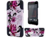 HTC Desire 530 630 Hard Cover and Silicone Protective Case Hybrid Purple Lily Black With Y Stand