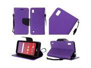 LG X Power K6 K6P Pouch Cover Purple Premium PU Leather Flip Wallet Credit Card