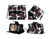 LG K3 LS450 Pouch Case Cover Military Camouflage Green Horizontal Flap Credit Card With Strap