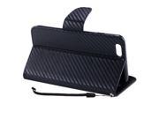 iPhone 7 Plus 5.5 Pouch Case Cover Black Textured Carbon Horizontal Flap Credit Card w Strap