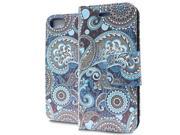 Apple iPhone 7 Plus 5.5 Pouch Case Cover Paisley Teal Brushed Wallet Card