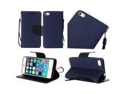 iPhone 5 iPhone 5S iPhone SE Pouch Cover Dark Blue Premium PU Leather Flip Wallet Credit Card