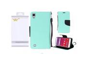 LG Tribute HD LS676 X Style 5 Pouch Case Cover Teal Premium PU Leather Flip Wallet Credit Card
