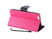 Apple iPhone 7 Pouch Case Cover Hot Pink Textured Carbon Horizontal Flap Credit Card With Strap