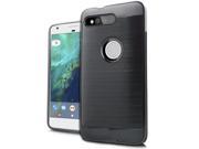 Google Pixel XL 5.5 HTC Hard Cover and Silicone Protective Case Hybrid Black Black Brushed