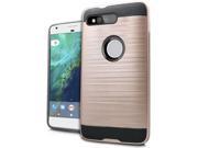 Google Pixel XL 5.5 HTC Hard Cover and Silicone Protective Case Hybrid Rose Gold Black Brushed