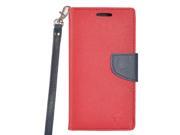 ZTE Grand X 4 Damon Pouch Cover Red Blue 2 Tone Deluxe Horizontal Flap Credit Card w Strap