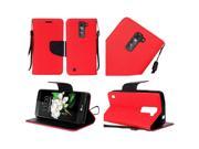 LG K7 Tribute 5 LS675 MS330 Pouch Case Cover Red Premium PU Leather Flip Wallet Credit Card