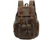KAXIDY Canvas Leather Daypack Vintage Hiking Travel Military Backpack