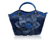 KAXIDY Ladies Girls Womens Denim Handbags Jean Flower Bag Shoulder Bag Shopper Messenger Tote Bags