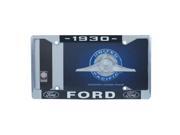 1930 Ford License Plate Frame Chrome Finish with Blue and White Script