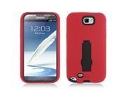 Samsung Galaxy Note II Red Skin Black Kick Stand Hybrid Case