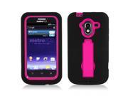 ZTE Avid 4G Black Skin Pink Kick Stand Hybrid Case