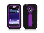 ZTE Avid 4G Black Skin Purple Kick Stand Hybrid Case
