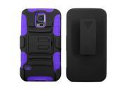 Samsung Galaxy S5 Black Armor Purple Skin With Black Combo Holster With Stand