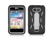 Rugged Dual Layer Impact Absorbing Case With Built In Kickstand Compatible with LG Motion 4G MS770 LW770 Optimus Regard for Cricket Metro PCS