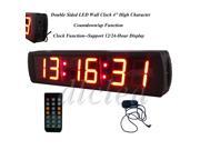 Double Sided 4 LED Wall Clock 6 Digits Hours Minutes Seconds Display Support Countdown up Function 12 24 Hour Display