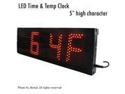 5 LED Time Temperature Sign with MM DD Date Calendar LED Digital Clock Support 12 24 Hour Display with Temp. Probe with Cable