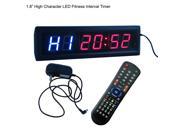 1.8 6 Digits LED Interval Clock Gym Fitness Cross fit Clock LED Stopwatch Countdown up Timer Training Rest Timing