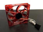 Red Quad 4 LED Light Neon Quite Silent Clear 120mm PC Computer Case Cooling Fan