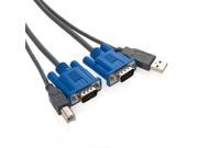 1.5M USB 2.0 PC Monitor 15 Pin Standard VGA SVGA Adapter Cable For KVM Switch