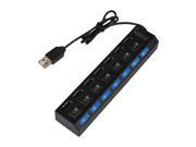 7 Port USB 2.0 Multi Charger Hub High Speed Adapter ON OFF Switch Laptop PC