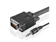 35Ft VGA Cable with Audio 3.5mm AUX Jack Wire Cord Stereo Sound SVGA UXGA Plug