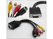 Lot 5 Pcs VGA SVGA To S Video 3 RCA Computer To TV Cable 215mm 8.5in Black