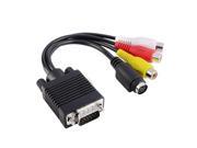 VGA SVGA to S Video 3 RCA AV TV Out Cable Adapter Converter PC Computer Laptop