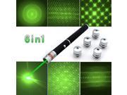 Military Powerful 6in1 5mW Green Laser Pointer Pen Beam Light Lazer Star Caps