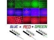 Powerful 5mw 6in1 Red Green Blue Violet Laser Pointer Pen Lazer Star Caps