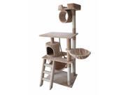 Hiding Cat Tree 61 Cat Tree Bed Sisal Scratching Post Furniture Playhouse Pet Bed Kitten Cat Tower Condo Stairs for Kittens Beige