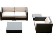 Luxxella Crestalla 5 Pcs Off White Outdoor Wicker Patio Furniture set
