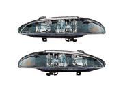 1997 1998 1999 Mitsubishi Eclipse Headlight Headlamp Front Halogen Head Light Lamp Assembly DOT SAE Assembly SET PAIR Left Driver Right Passenger Side 97 98