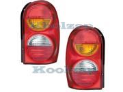 2002 2003 2004 Jeep Liberty Taillight Taillamp with Amber Turn Signal Lens Rear Brake Tail Light Lamp Pair Set Right Passenger AND Left Driver Side 02 03 04