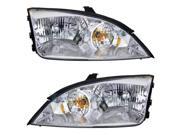 2005 2006 2007 Ford Focus ZX4 Headlight Headlamp excluding SVT models without HID Xenon Type Composite Halogen Front Head Light Lamp Pair Set Left Driver AN