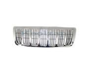 1999 2000 2001 2002 2003 Jeep Grand Cherokee Front Face Bar Complete Inner Outer Grill Grille Assembly Black Insert Chrome Shell without Emblem Provision 99 00