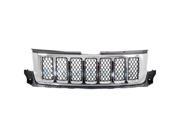 2011 2012 2013 Jeep Grand Cherokee Overland Front Center Face Bar Complete Grille Grill Assembly Chrome Shell with Black Insert without Emblem 11 12 13