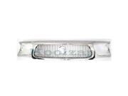 1998 1999 2000 2001 Mercury Mountaineer Front Center Face Bar Grille Grill Assembly with Headlamp Holes Bezel Chrome Plastic without Emblem 98 99 00 01